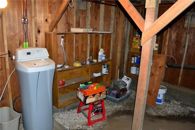 15433 Acacia Way, Pine Mountain Club, CA 93225 - basement with a water softener and wood walls