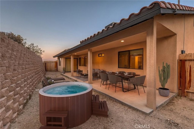 8244 Balsa Ave, Yucca Valley, CA 92284 - view of swimming pool featuring a hot tub, a patio, and a fenced backyard