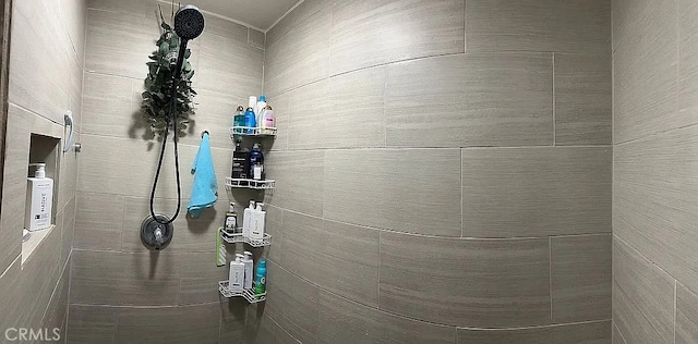 detailed view of a tile shower