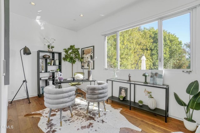 1116 Linda Flora Dr, Los Angeles, CA 90049 - living area featuring an office area, hardwood / wood-style floors, and recessed lighting