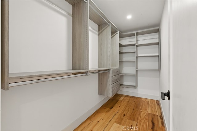 spacious closet with light wood finished floors