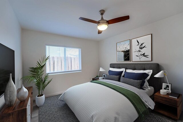 487678 34th St, San Diego, CA 92116 - bedroom with baseboards and a ceiling fan