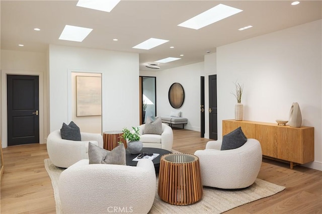 23262 Ellice Cir, Dana Point, CA 92629 - living room with a skylight, light wood-style flooring, and recessed lighting