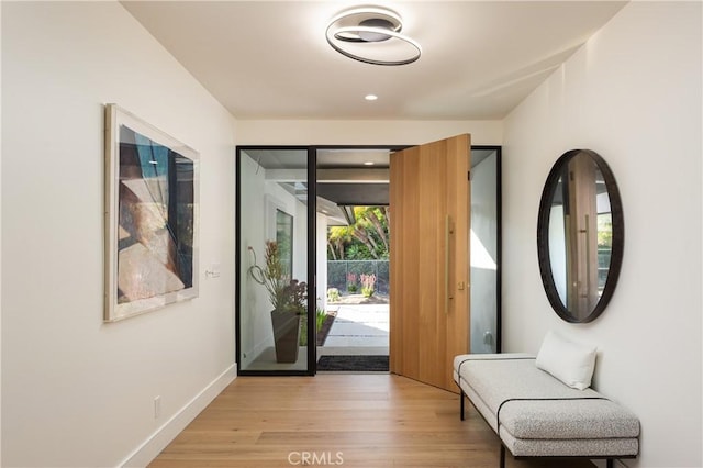 23262 Ellice Cir, Dana Point, CA 92629 - foyer entrance with light wood finished floors, baseboards, and recessed lighting