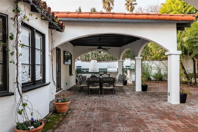 1731 W Kenneth Rd, Glendale, CA 91201 - view of patio / terrace featuring outdoor dining space, a ceiling fan, and fence