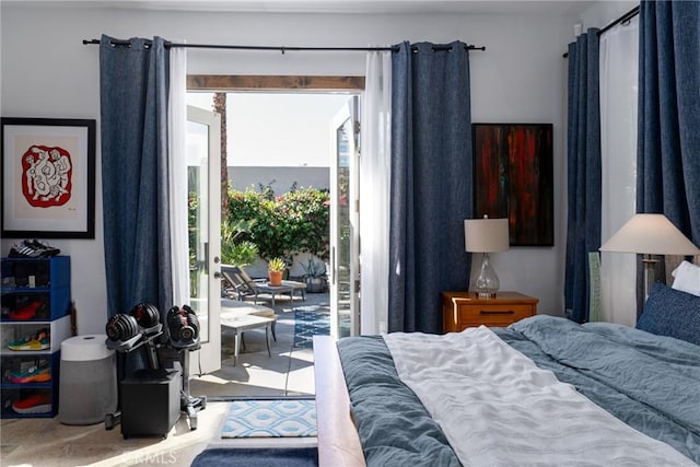bedroom featuring access to outside