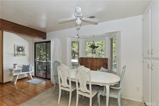 1027 Nesthorn Dr, Crestline, CA 92325 - dining area with ceiling fan and baseboards