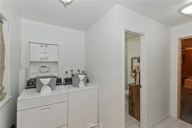 1027 Nesthorn Dr, Crestline, CA 92325 - washroom with washing machine and clothes dryer and light tile patterned floors