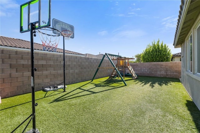 view of yard featuring a playground