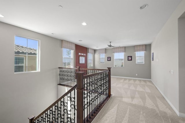 1797 Santa Christina Ave, Chula Vista, CA 91913 - hallway with an upstairs landing, baseboards, recessed lighting, and carpet flooring