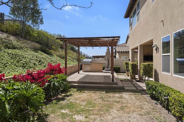 1797 Santa Christina Ave, Chula Vista, CA 91913 - fenced backyard featuring exterior kitchen and a pergola