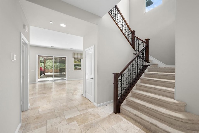1797 Santa Christina Ave, Chula Vista, CA 91913 - staircase featuring stone tile flooring and recessed lighting