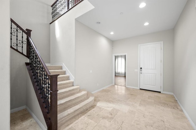 1797 Santa Christina Ave, Chula Vista, CA 91913 - foyer featuring stairway, stone finish floors, and recessed lighting