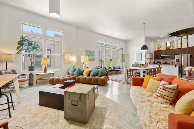 253 N Bush St, Santa Ana, CA 92701 - living room featuring healthy amount of natural light and finished concrete floors