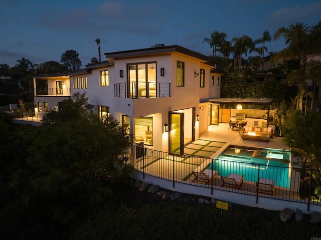 417 Warwick Ave, Cardiff By The Sea, CA 92007 - back of house featuring a balcony, outdoor lounge area, stucco siding, and a patio