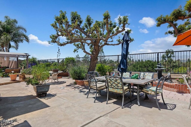 view of patio / terrace with outdoor dining space and a fenced backyard