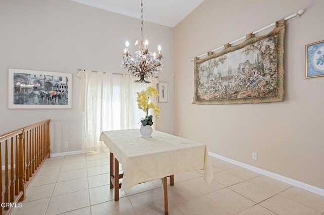 4078 Bending Oak Ct, Moorpark, CA 93021 - tiled dining space featuring a chandelier and baseboards