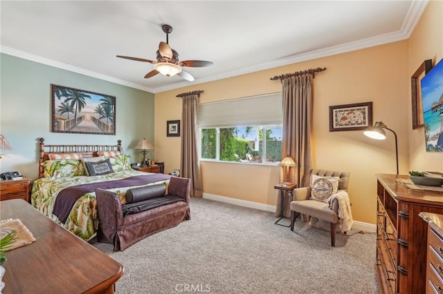 19575 Vermillion Ln, Apple Valley, CA 92308 - bedroom featuring ornamental molding, carpet floors, baseboards, and a ceiling fan