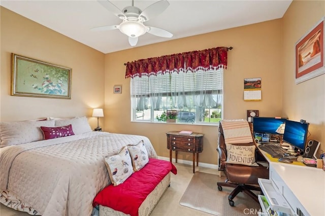 19575 Vermillion Ln, Apple Valley, CA 92308 - carpeted bedroom with an office area, baseboards, and a ceiling fan