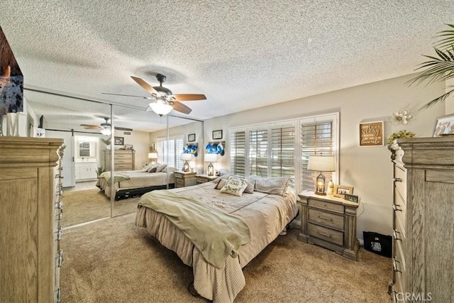 1266 Marina Rd, Corona, CA 92880 - bedroom featuring carpet floors, a textured ceiling, and ceiling fan