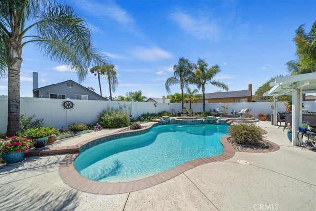1266 Marina Rd, Corona, CA 92880 - view of pool with a fenced backyard, a patio area, and a pool with connected hot tub