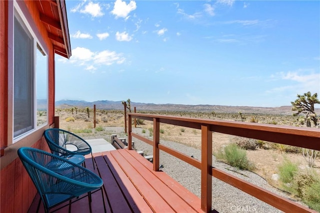 59101 Joshua Dr, Yucca Valley, CA 92284 - wooden terrace featuring a mountain view
