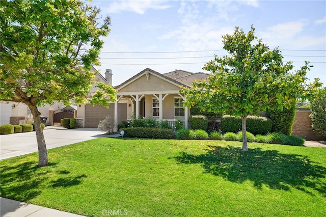 14215 Rolling Stream Pl, Eastvale, CA 92880 - view of front of house featuring driveway, a garage, a front lawn, and stucco siding