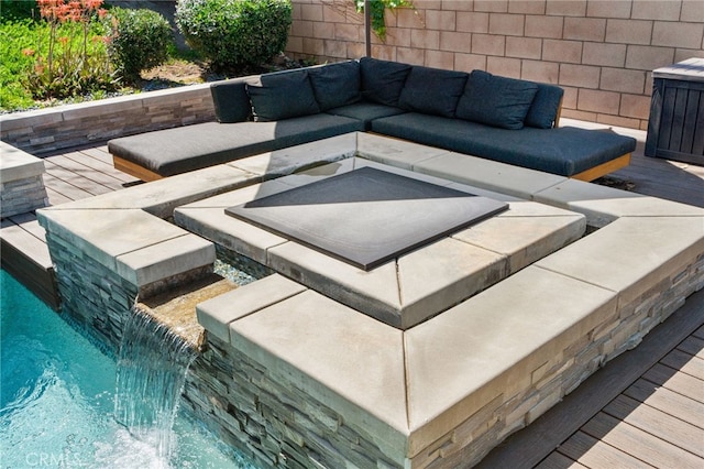 14215 Rolling Stream Pl, Eastvale, CA 92880 - view of patio / terrace featuring outdoor lounge area and a deck