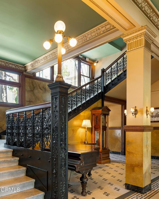 99 S Raymond Ave Unit 409, Pasadena, CA 91105 - common area featuring stairway and a towering ceiling