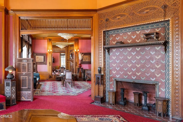 99 S Raymond Ave Unit 409, Pasadena, CA 91105 - detailed view of carpet floors and a fireplace with flush hearth