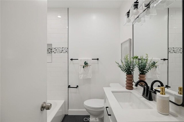18017 Glenburn Ave, Torrance, CA 90504 - bathroom featuring toilet, baseboards, and vanity