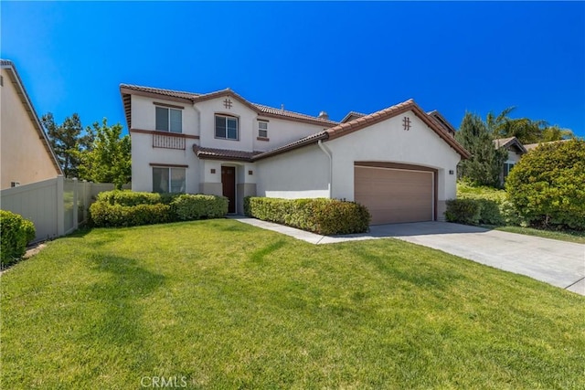 42631 Hussar Ct, Temecula, CA 92592 - mediterranean / spanish home with an attached garage, stucco siding, concrete driveway, and a tiled roof