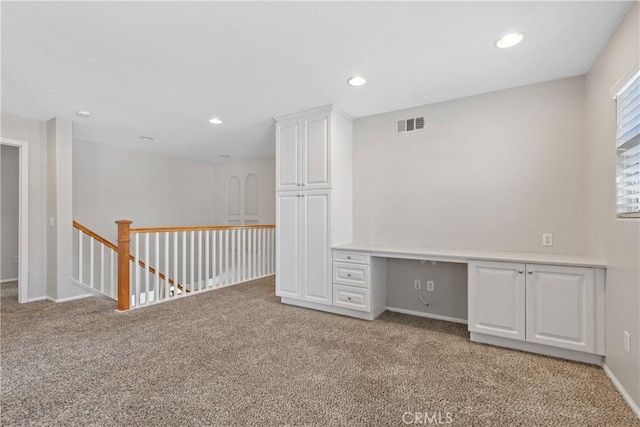 42631 Hussar Ct, Temecula, CA 92592 - unfurnished office with light colored carpet, built in study area, recessed lighting, and baseboards