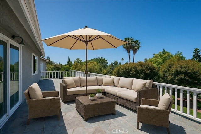 view of patio / terrace with an outdoor living space