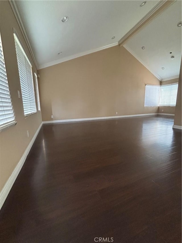 17092 Whispering Brook Way, Riverside, CA 92503 - empty room with dark wood-style floors, baseboards, and ornamental molding