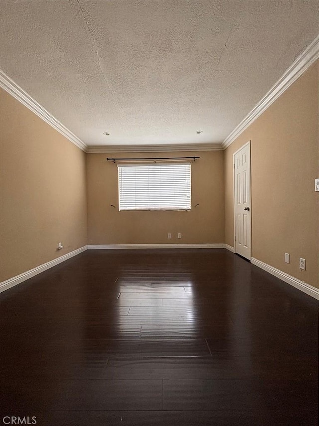17092 Whispering Brook Way, Riverside, CA 92503 - spare room featuring a textured ceiling, ornamental molding, dark wood-style floors, and baseboards