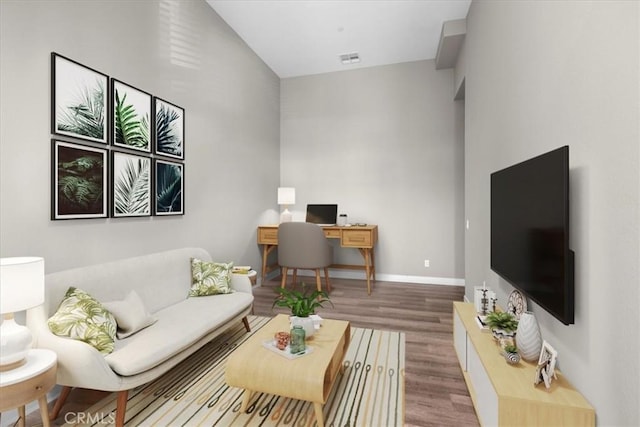 7501 Eagle Dr Unit 101, Santee, CA 92071 - living room with wood finished floors and baseboards