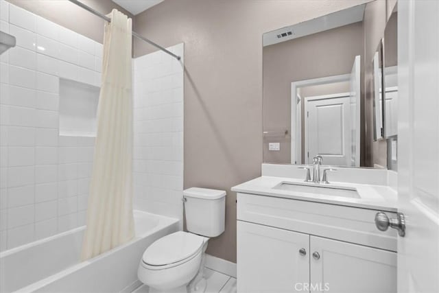 7501 Eagle Dr Unit 101, Santee, CA 92071 - bathroom with toilet, shower / bath combination with curtain, vanity, and baseboards