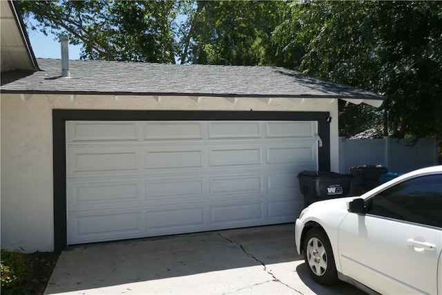 view of detached garage