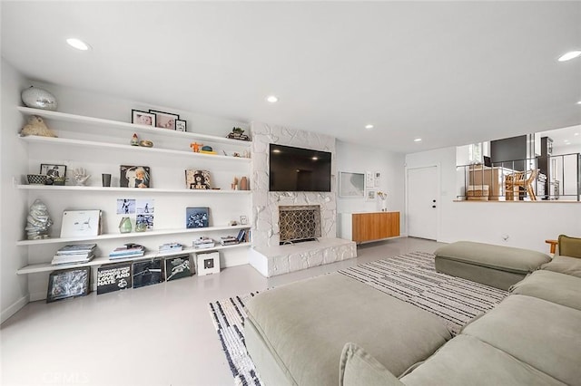 5681 E Colorado St, Long Beach, CA 90814 - living area with recessed lighting and a fireplace