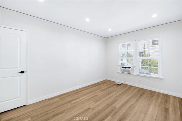 4124 Los Feliz Blvd, Los Angeles, CA 90027 - empty room with light wood-type flooring, baseboards, cooling unit, and recessed lighting