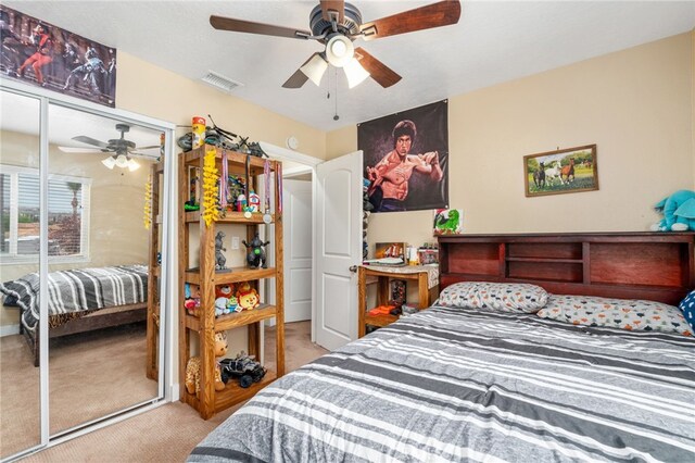 11149 Liverpool Ln, Riverside, CA 92503 - carpeted bedroom featuring a closet and ceiling fan