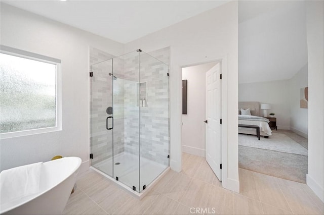30901 Wellington Cir, Temecula, CA 92591 - full bath with a shower stall, a freestanding bath, ensuite bathroom, and baseboards