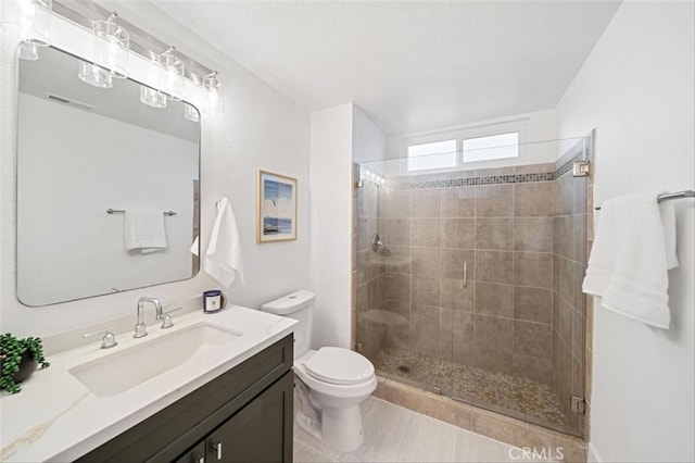 30901 Wellington Cir, Temecula, CA 92591 - bathroom with a stall shower, toilet, vanity, and tile patterned flooring