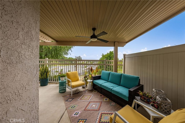 2130 Almeria St Unit 101, Corona, CA 92879 - view of patio / terrace featuring outdoor lounge area and a ceiling fan