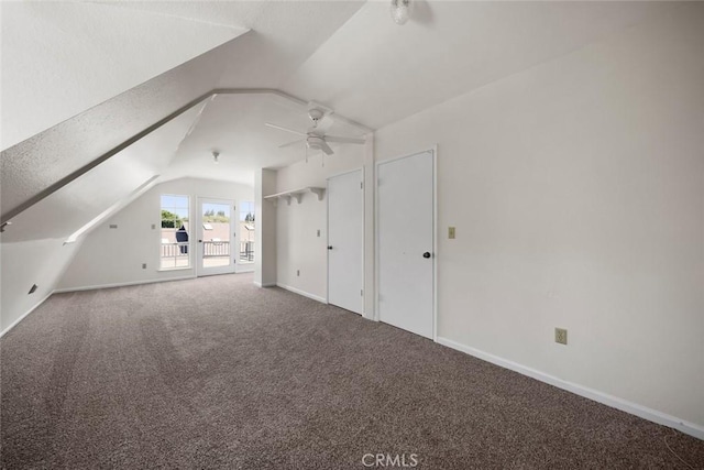 410 N Las Flores Dr, Nipomo, CA 93444 - additional living space with a ceiling fan, lofted ceiling, carpet floors, and baseboards