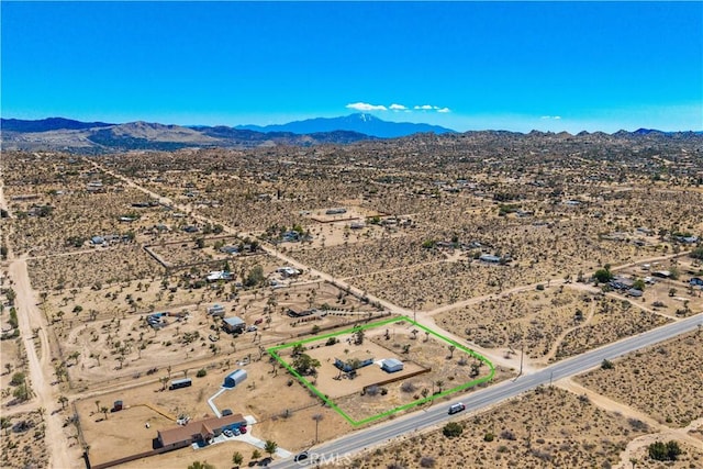 57330 Old Haggard Rd, Yucca Valley, CA 92284 - view of rural area featuring property boundaries highlighted, a desert landscape, and a mountainous background