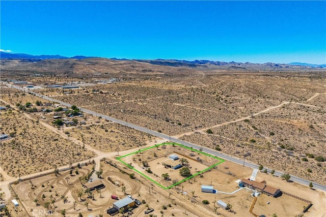 57330 Old Haggard Rd, Yucca Valley, CA 92284 - view of rural area featuring a desert landscape, property parcel outlined, and mountains