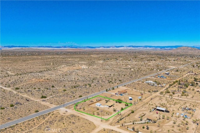 57330 Old Haggard Rd, Yucca Valley, CA 92284 - view of rural area featuring a desert landscape, property parcel outlined, and mountains