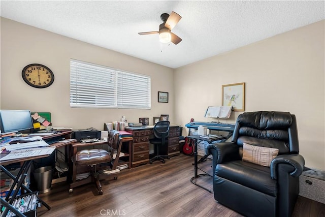 7936 Laramie Ave, Winnetka, CA 91306 - office space with wood finished floors, a ceiling fan, and a textured ceiling